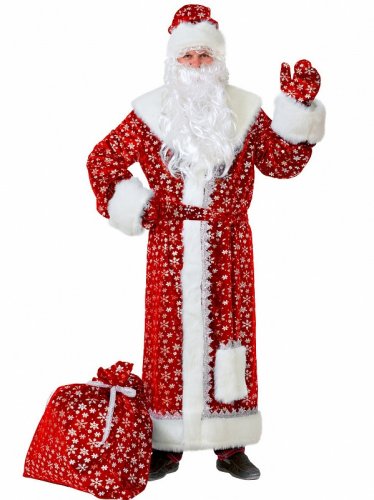 Карнавальный костюм / Дед Мороз плюш красный / размер 54-56 / рост 182 см