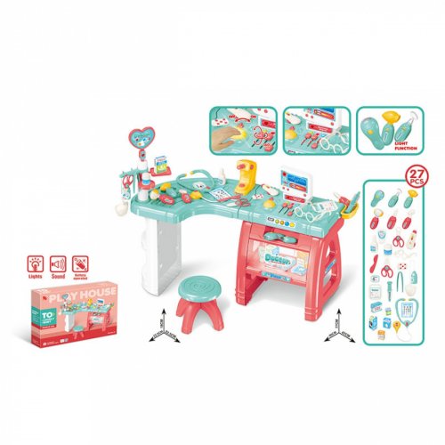 Play House Детский игровой набор доктора, 27 предметов / цвет красный, голубой