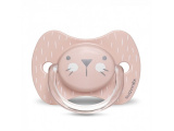 Suavinex Пустышка Hugge Baby 0-6месяцев с физиологической силиконовой соской/ розовая