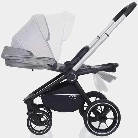 MowBaby Коляска 3 в 1 Zoom PU / цвет Silver Beige (бежево-серый, рама серебро)
