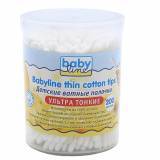 Babyline Детские ватные палочки ультра тонкие в пластиковом боксе 200 шт