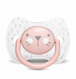 Suavinex Пустышка с физиологической силиконовой соской Hugge Baby Зайка с крапинками, цвет / розовый