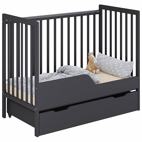 Polini kids Кроватка Simple, с ящиком / цвет графит