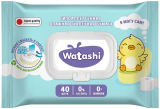 Влажная туалетная бумага Watashi для детей 0+, гипоаллергенная, биоразлагаемая, 40 шт