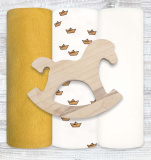 Mjolk Сет из 3 пелёнок Ecru, Бумажные кораблики, Mustard
