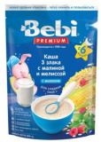Bebi Premium Каша молочная "Для сладких снов" 3 злака с малиной и мелиссой, с 6 месяцев, 200 г