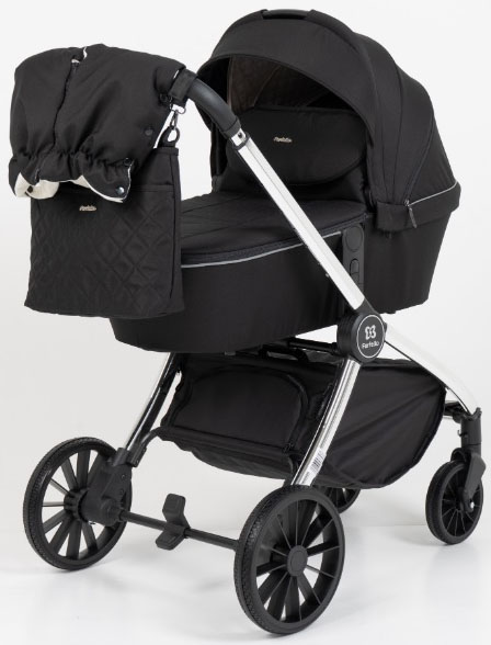 Farfello Коляска 3 в 1 Baby shell / цвет Black Silver Chrome (черный, рама серебро)
