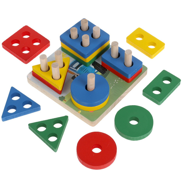 Буратино Развивающая деревянная игрушка Синий трактор 314840  / разноцветная