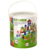 Bondibon, Игровой набор деревянный строительный Кубики, 80 дет.,  BOX 18х18х21 см., арт. TKB349