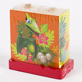 Деревянные кубики-пирамидки поезд динозавров, 4 кубика