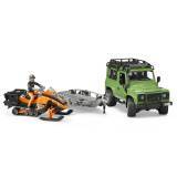 Bruder  Внедорожник Land Rover Defender с прицепом, снегоходом и водителем