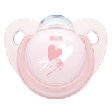 NUK Пустышка ортодонтическая "BABY ROSE", силикон, размер 1, 0-6 месяцев, с контейнером