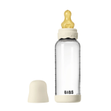 Стеклянная бутылочка для кормления с латексной соской, средний поток BIBS Boheme - Ivory, 240 мл