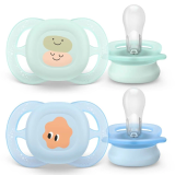 AVENT/АВЕНТ Ultra Start Пустышки силикон зеленая/голубая рис 2шт 0+ месяцев