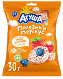 Агуша Хлебцы мини рисовые с ягодным соком, с 12 месяцев, 30 г