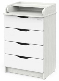 Pituso Комод раскладной Wood 604 ПВХ, 4 ящика / цвет древесина белая