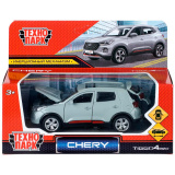 Машина металл chery tiggo 4 pro 12 см, двери, кап, баг,инер,серебристый,кор. Технопарк415039