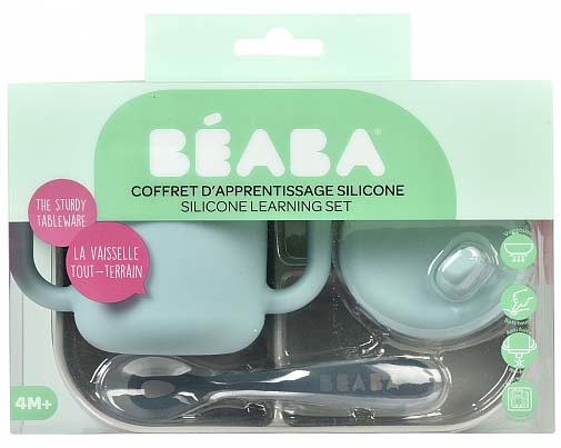 Beaba Набор посуды: тарелка, ложка, поильник Coffret Apprentiss blue
