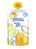 Бабушкино Лукошко Пюре Творог яблоко груша в мягкой упаковке 90г 6 мес