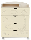 Incanto Комод  Giraffe 800/4 МДФ с откидной пеленальной  доской / цвет слоновая кость