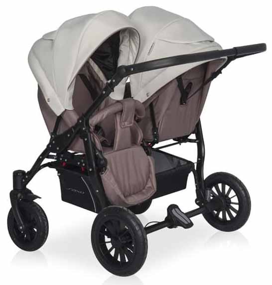 Riko Basic Коляска 2 в 1 для двойни Saxo / цвет 03 бежевый-коричневый