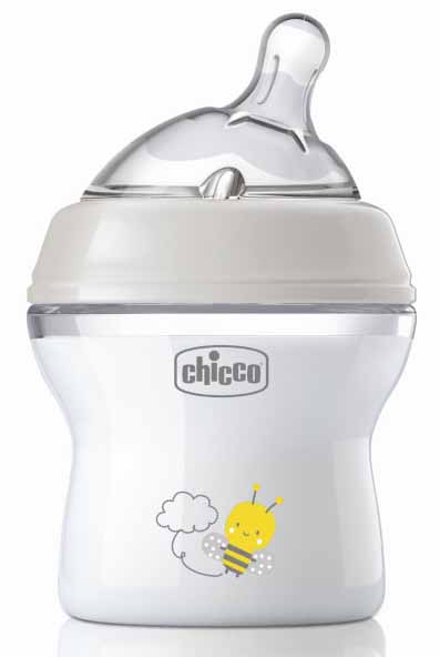 Chicco Бутылочка Natural Feeling с силиконовой соской и флексорами, 0+, 150 мл