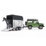 Bruder Внедорожник Land Rover Defender с прицепом-коневозкой и лошадью