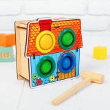 WoodLand Toys Стучалка-сортер  "Домик", с молотком