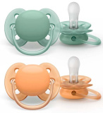 Avent Пустышка Ultra soft силиконовая, 0-6 месяцев, 2 штуки