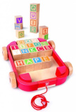 Hape Деревянная каталка-тележка с кубиками