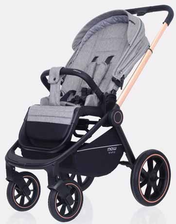MowBaby Коляска 2 в 1 Zoom PU / цвет Gold Beige (бежево-серый, рама золото)