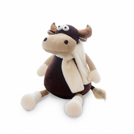 Maxitoys Мягкая Игрушка Luxury, Бык Семен в Белом Шарфе, 27 см / цвет белый, коричневый