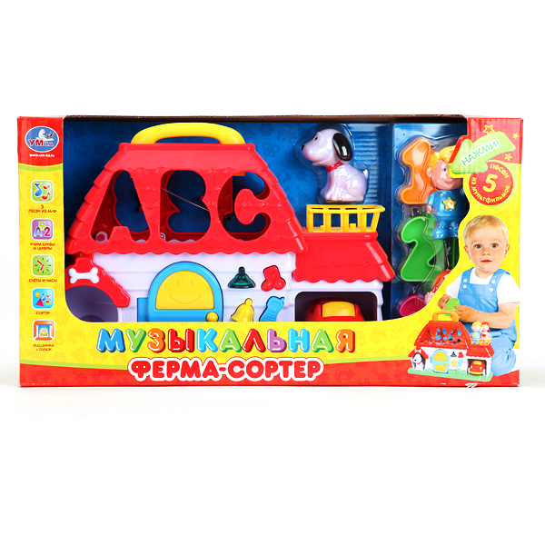 МУЗЫКАЛЬНАЯ ФЕРМА "УМКА" НА БАТ. СВЕТ+ЗВУК, 5 ПЕСЕН ИЗ М/Ф, СОРТЕР В РУСС. КОР. в кор.12шт