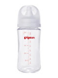 PIGEON Baby SoftTouch Бутылочка 240мл Перестальтик+ премиальное стекло/силиконовая соска 3м+ 