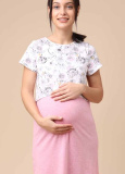Hunny mammy Сорочка для беременных и кормящих 10802, размер 170,176- 84-90 / цвет розовый меланж-белый