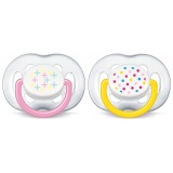 Avent  Пустышка силиконовая Free flow design, 6-18 месяцев, 2шт., для девочек