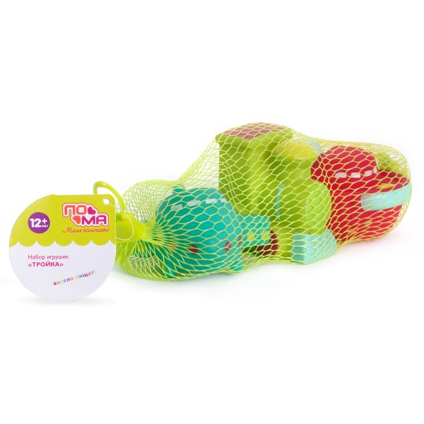 Пома Набор игрушек для купания Тройка / цвет голубой, зеленый, красный