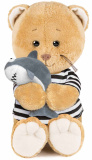 Maxi Toys Мягкая игрушка Колбаскин&Мышель Кот Колбаскин в Тельняшке с Акулой, 25 см