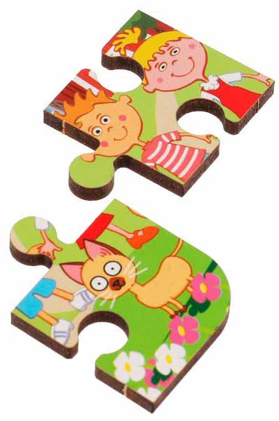 Буратино Деревянная игрушка-пазл «Синий Трактор»