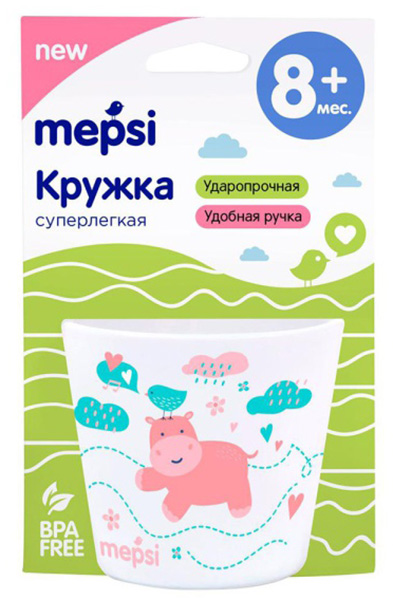 Mepsi Кружка тренировочная пластиковая "Бегемотик"