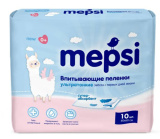 Mepsi Впитывающие пеленки ультратонкие, с абсорбентом, 60х60 см, 10 штук