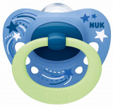 Nuk Пустышка Signature Night "Космос" силикон, размер 1 / цвет синий