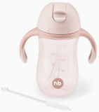 Happy Baby Поильник с трубочкой и ручками, 260 мл / цвет pink (розовый)