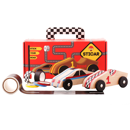 Kipod Деревянный набор Машинки на трассе с наклейками