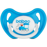 Baboo Соска-пустышка латексная круглая Transport с защитным колпачком, 0 мес+ / цвет голубой