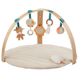 Коврик детский игровой круглый Nattou MILA ZOË LANA Корова, Ёжик, Кот с деревянной аркой 266185