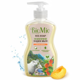BioMio Жидкое мыло с дозатором смягчающее Bio-Soap с содержанием масло абрикоса для кожи рук 300 мл