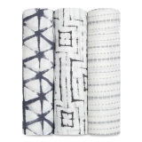 Aden&Anais Набор пеленок из бамбука Pebble shibori, 3 штуки / цвет белый, синий