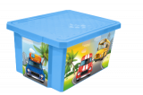 Детский ящик для хранения игрушек "X-BOX" City Cars 57л на колесах / цвет голубой