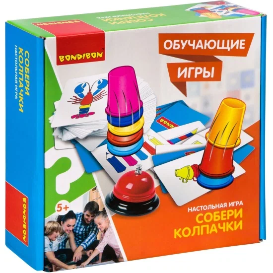 Фото товара Обучающие игры Bondibon Настольная игра «СОБЕРИ КОЛПАЧКИ» 